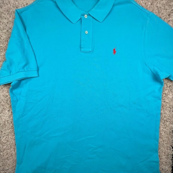 Polo Ralph Lauren Mens Polo Shirt Short Sleeve Pony Logo Size 2XL Light Blue - Picture 2 of 9